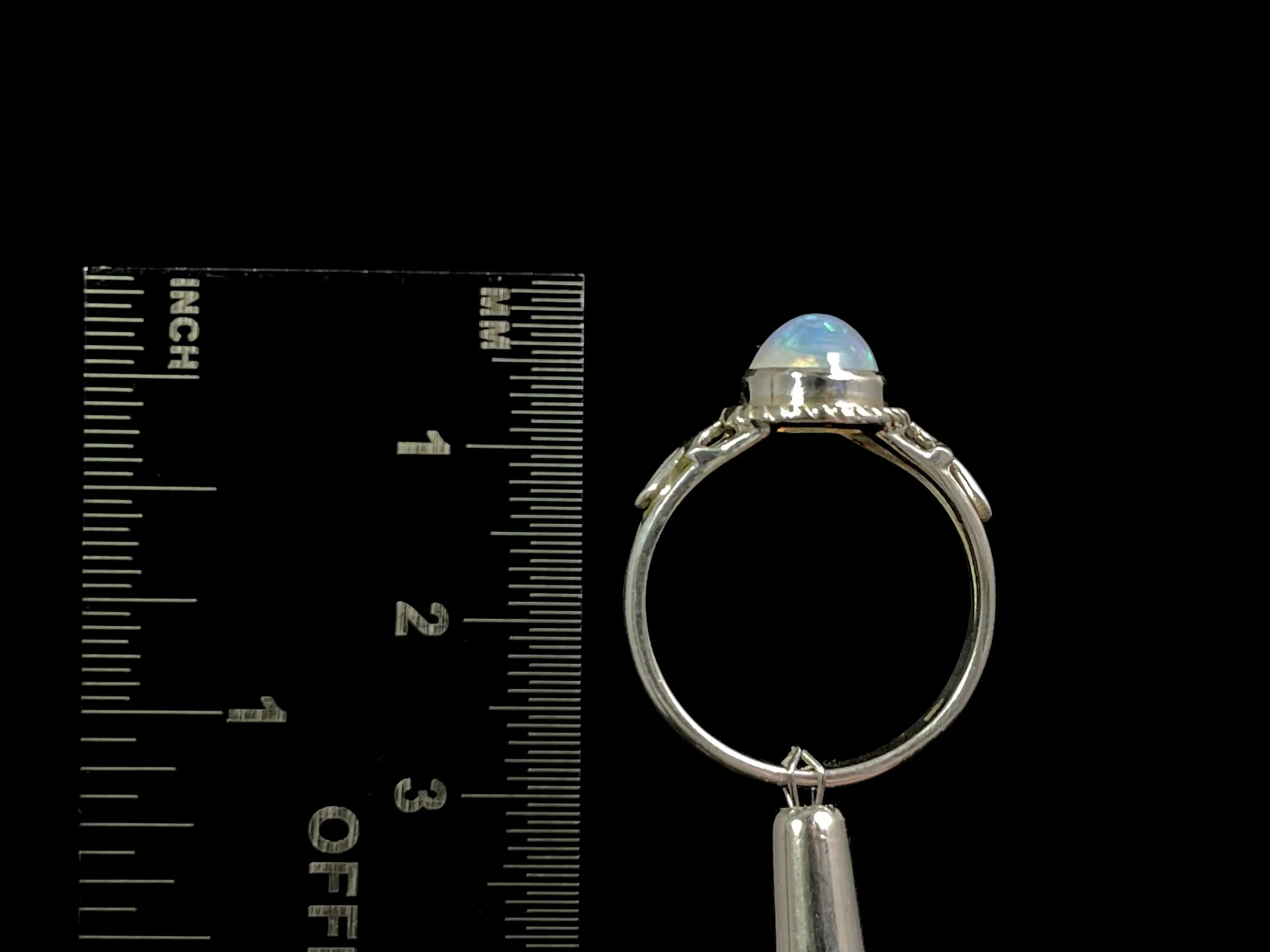 OPAL RING - Sterling Silver, Size 9.5 - Ethiopian Opal Rings for Women, Bridal Jewelry, Welo Opal, 49162