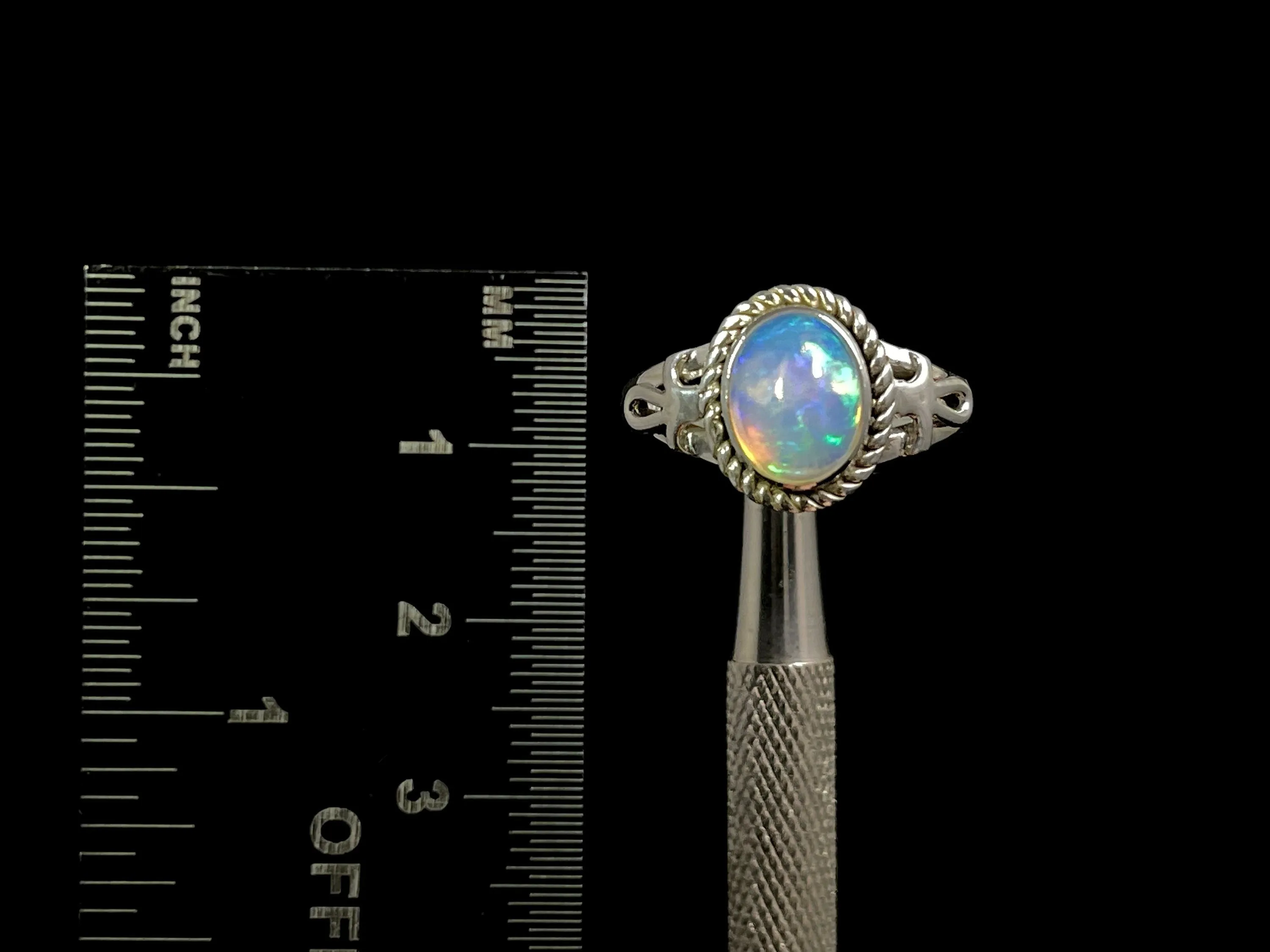 OPAL RING - Sterling Silver, Size 9.5 - Ethiopian Opal Rings for Women, Bridal Jewelry, Welo Opal, 49162