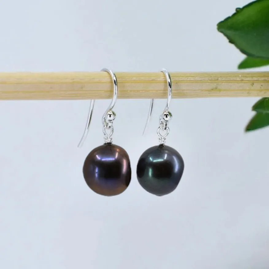 Peacock Freshwater Pearl Drop Earrings