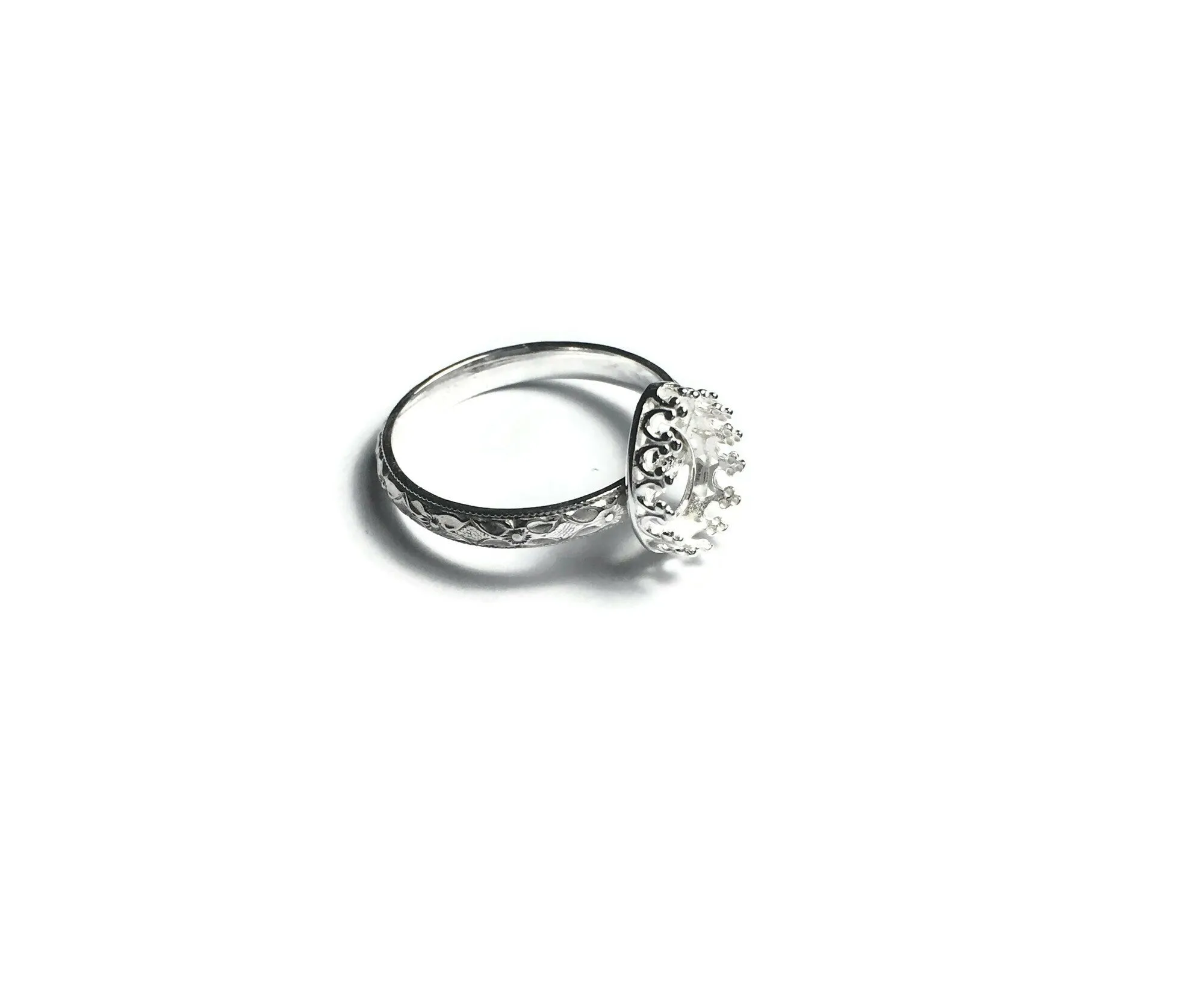 Pear Teardrop Crown Ring Blank Floral Band | 7x10, 8x10, 14x10 mm