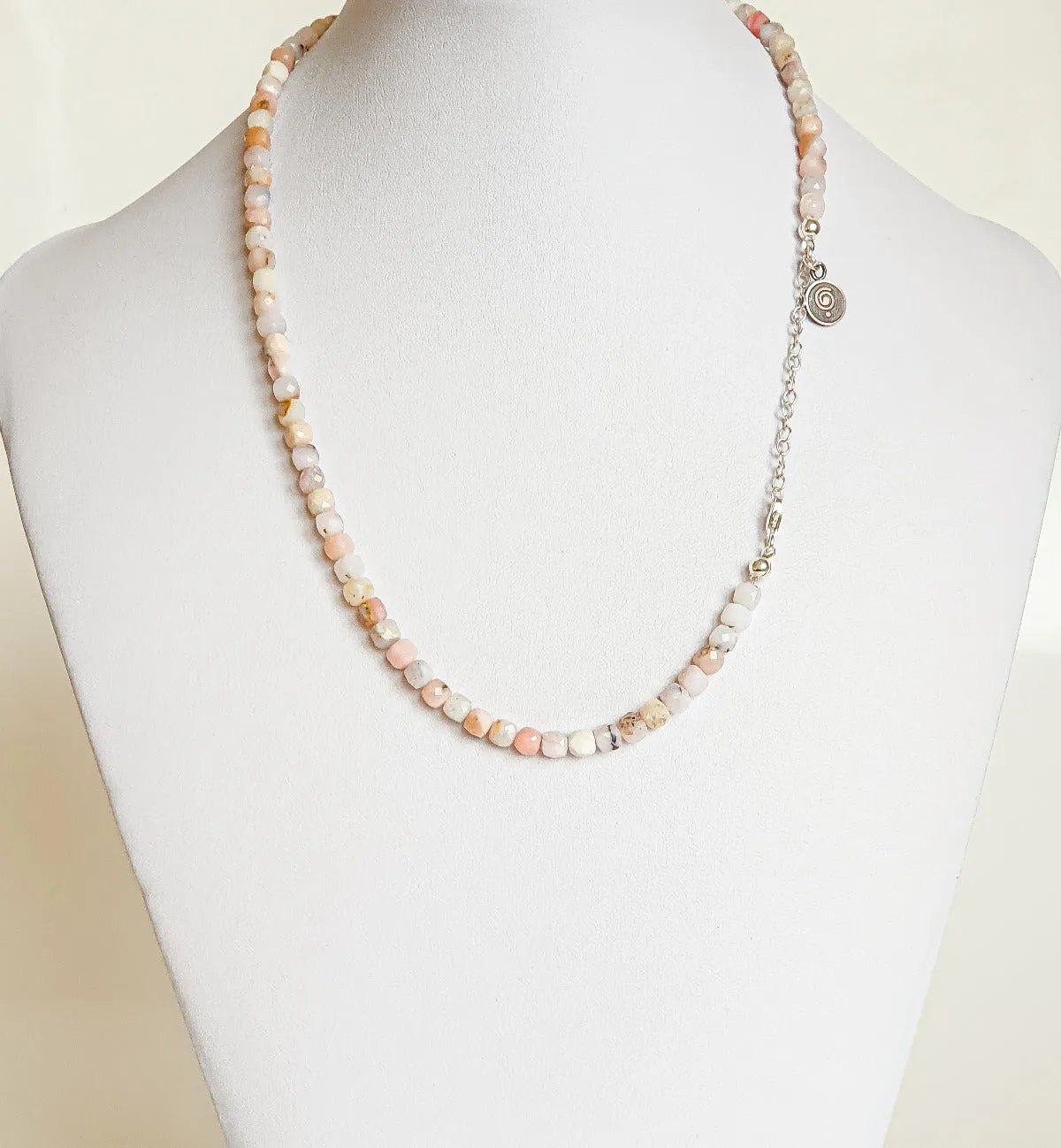 Pink Opal Silver Delicate Silver Necklace for Women "Self Love"