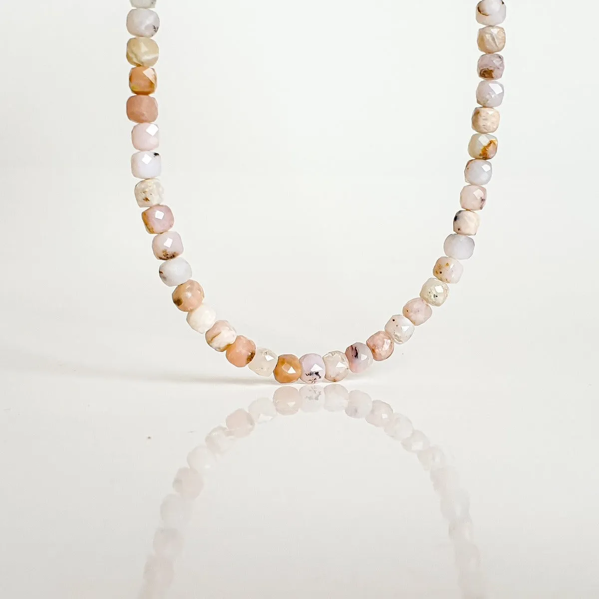 Pink Opal Silver Delicate Silver Necklace for Women "Self Love"