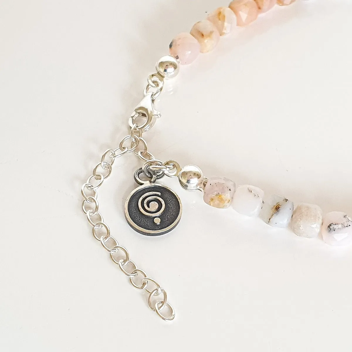 Pink Opal Silver Delicate Silver Necklace for Women "Self Love"