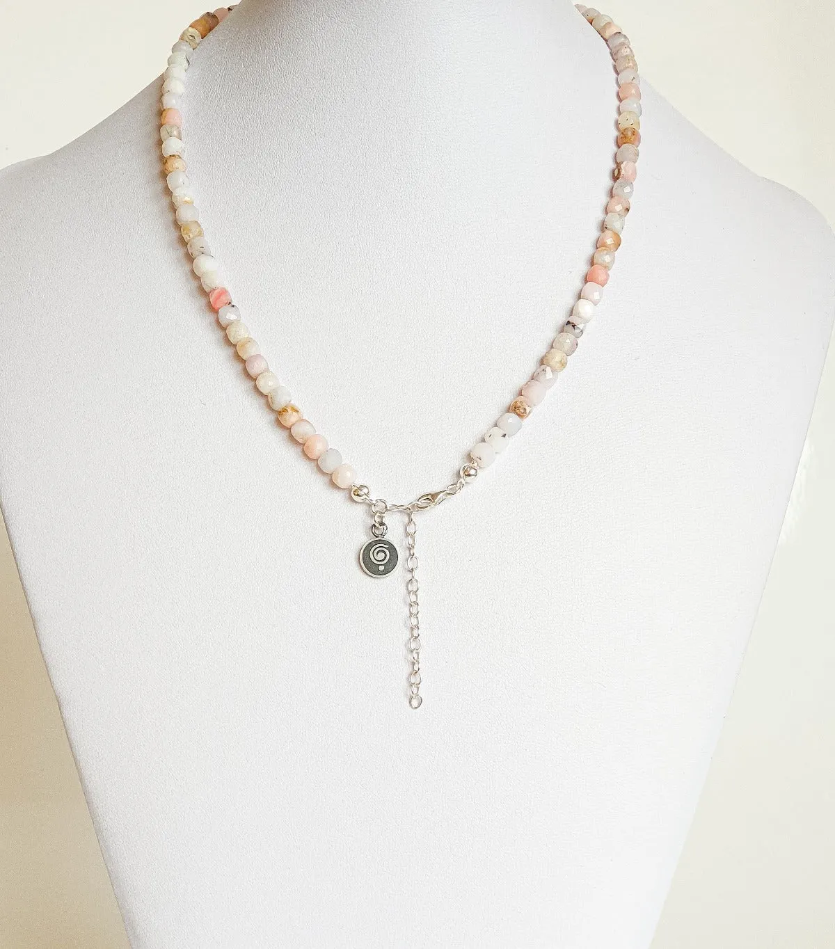 Pink Opal Silver Delicate Silver Necklace for Women "Self Love"