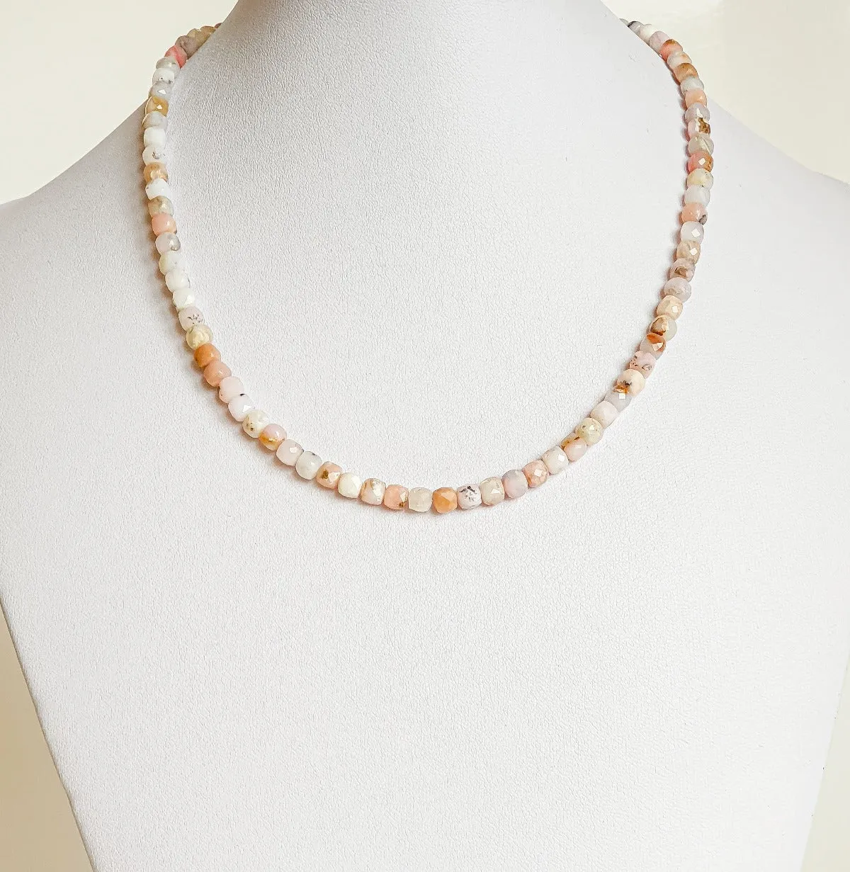 Pink Opal Silver Delicate Silver Necklace for Women "Self Love"