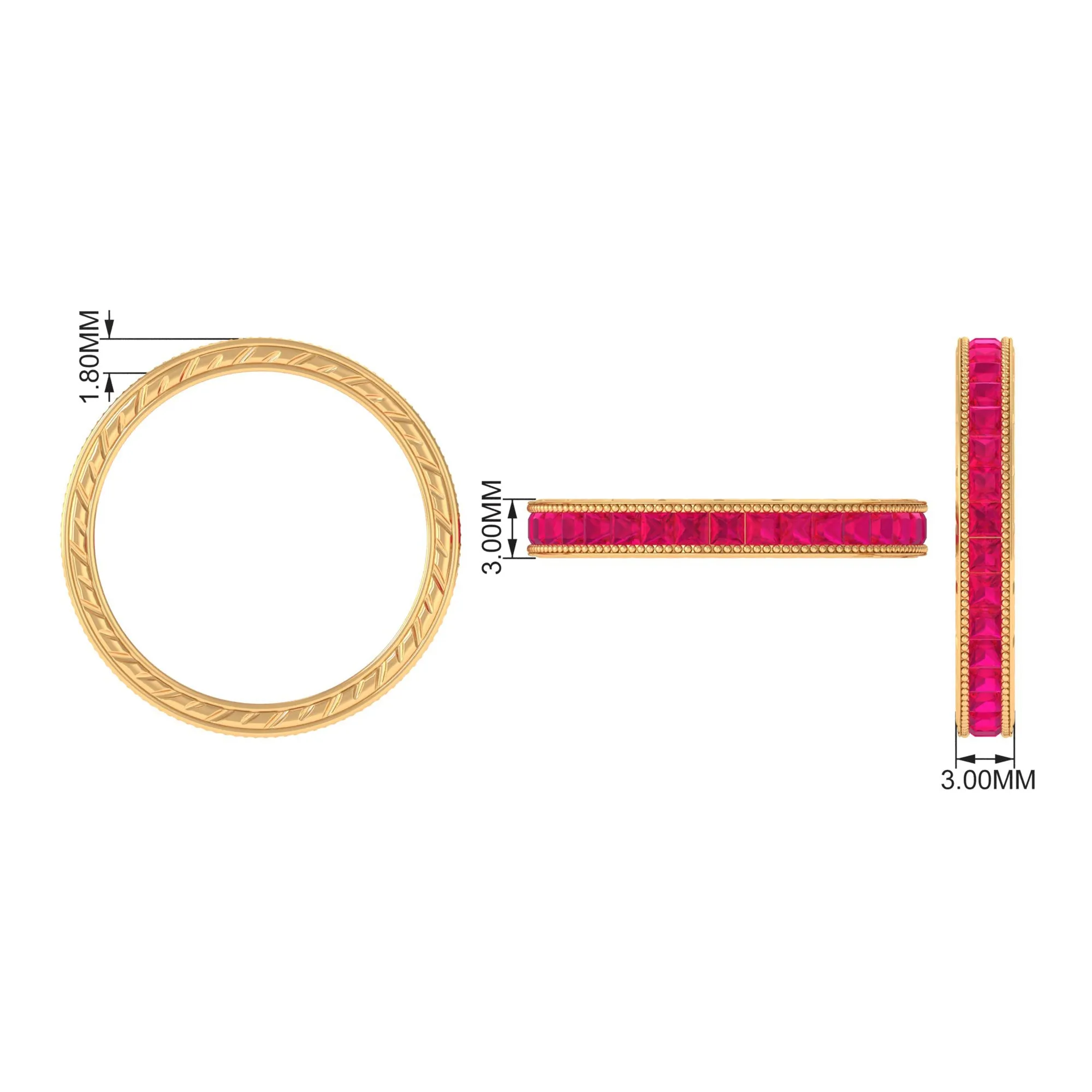 Princess Cut Ruby Full Eternity Ring in Channel Setting