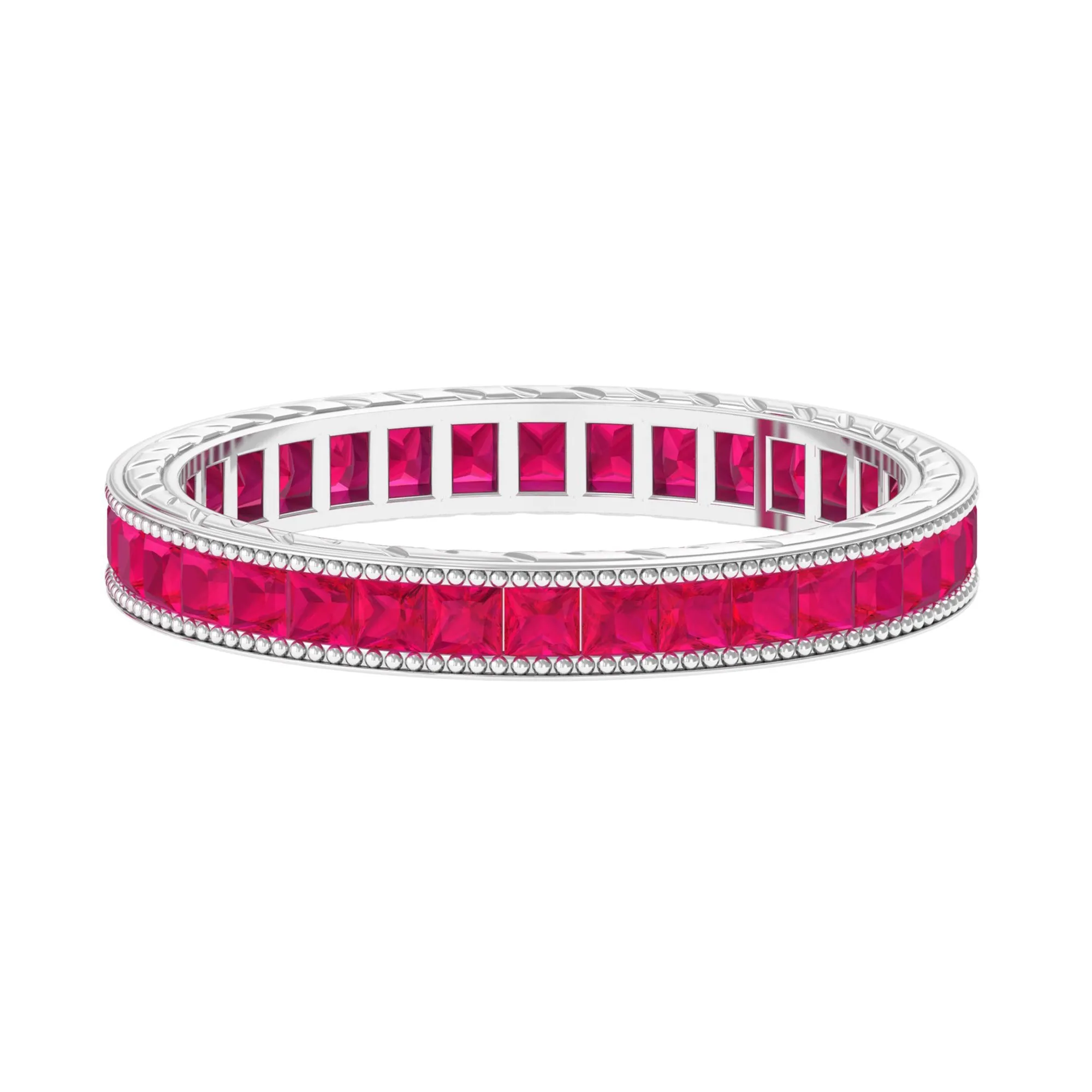 Princess Cut Ruby Full Eternity Ring in Channel Setting