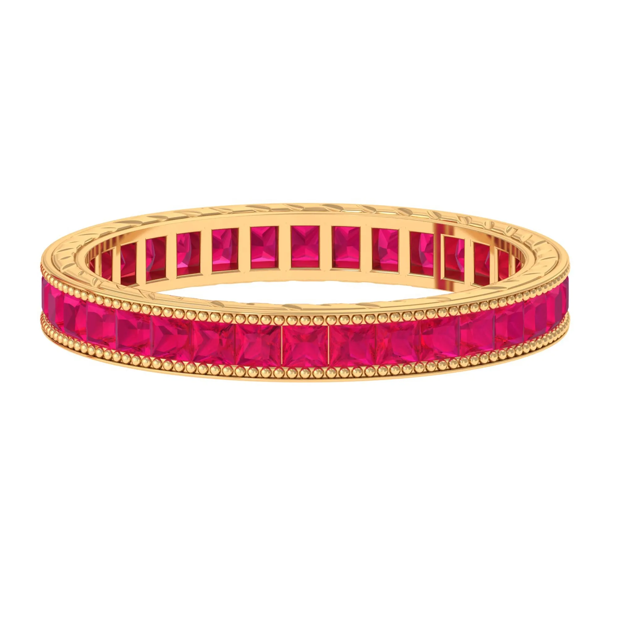 Princess Cut Ruby Full Eternity Ring in Channel Setting