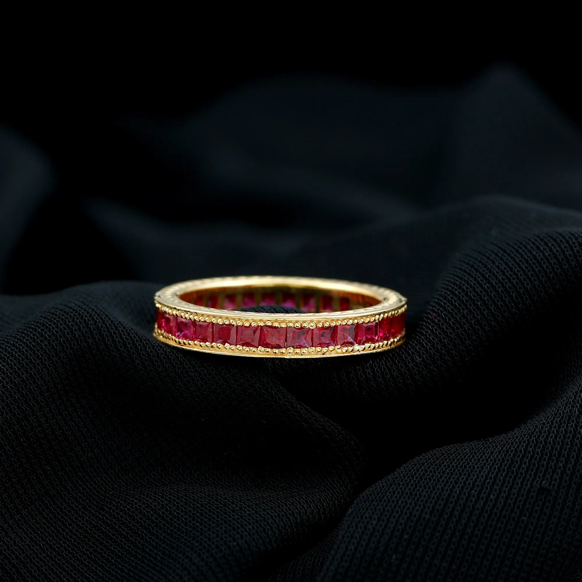 Princess Cut Ruby Full Eternity Ring in Channel Setting