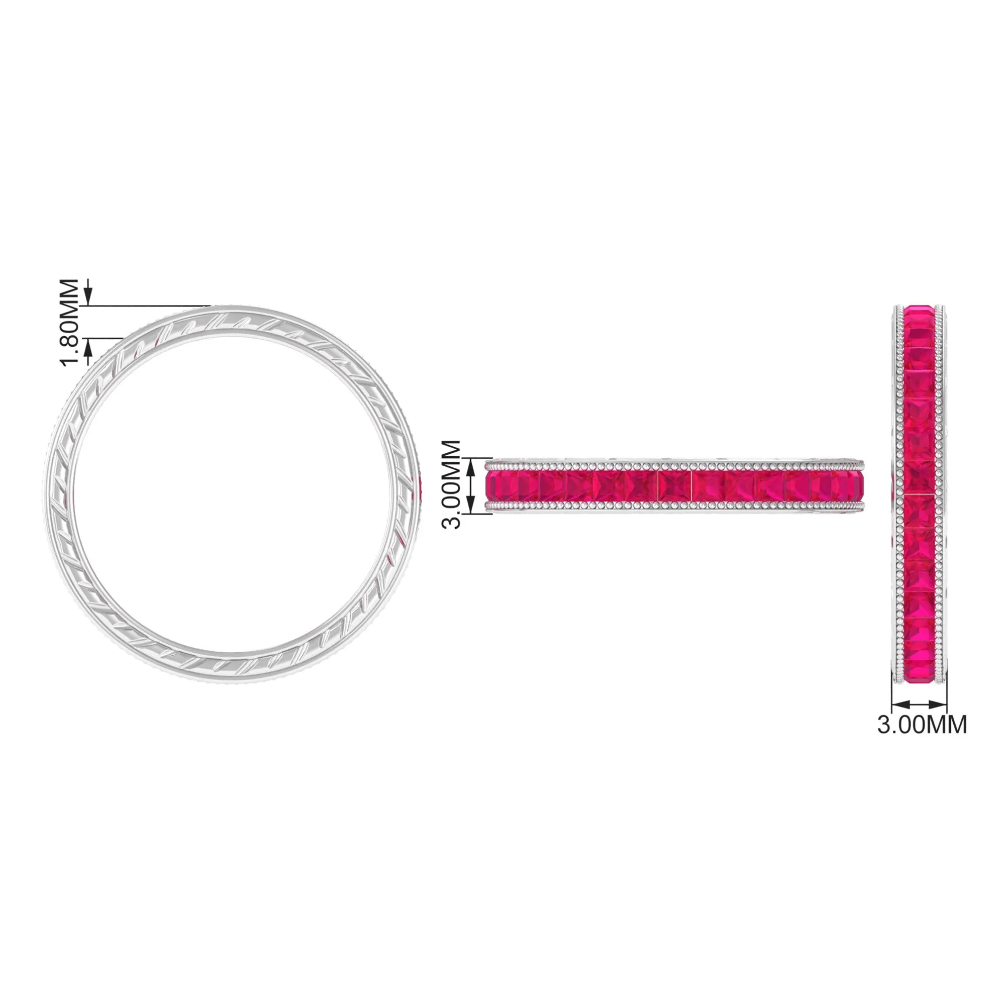 Princess Cut Ruby Full Eternity Ring in Channel Setting