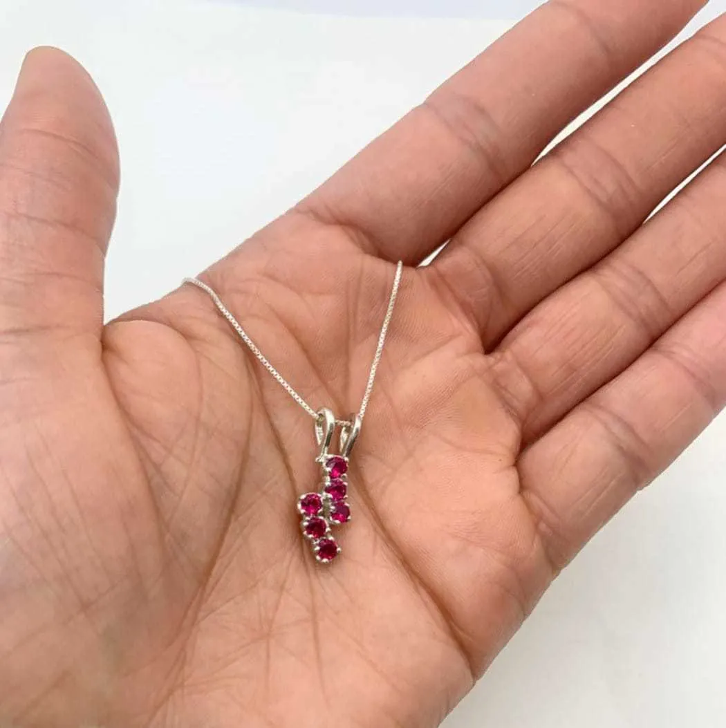 Red Ruby Pendant - Created Ruby Pendant, Red Lightning Bolt Pendant