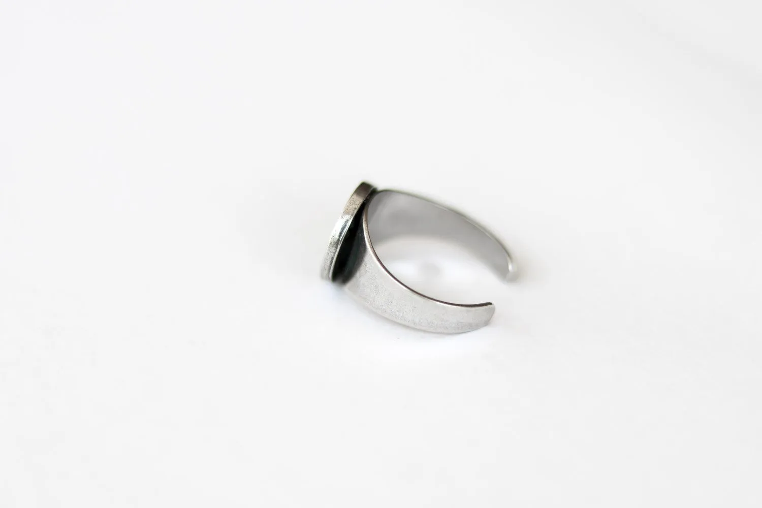 Ring for men, evil eye coin ring, silver men's ring, gift for him, adjustable ring, minimalist mens jewelry, disc medallion, stacking ring