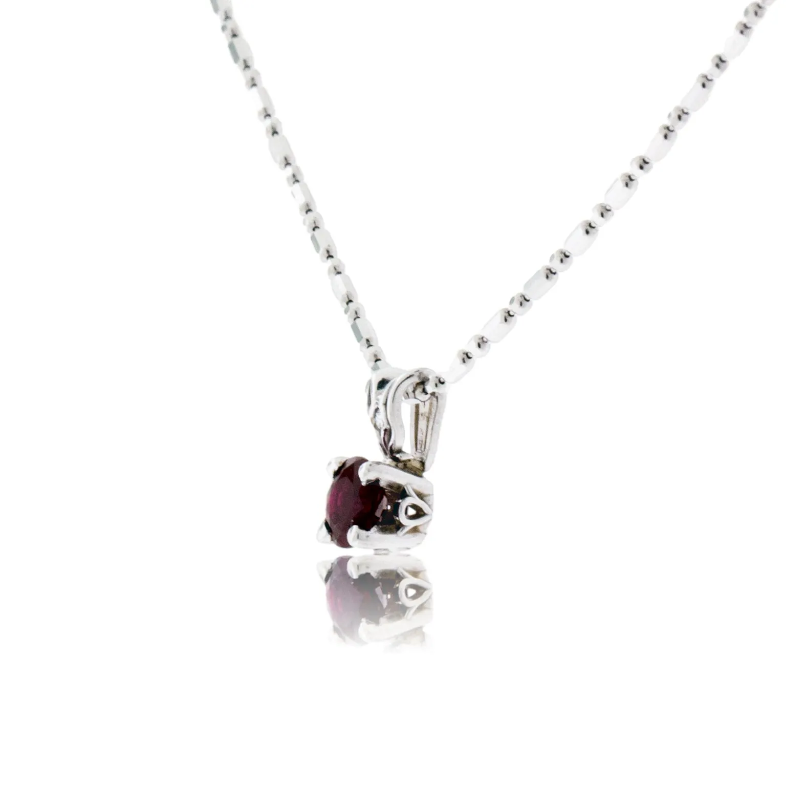 Round 5mm Chatham Ruby & Diamond Simple Pendant