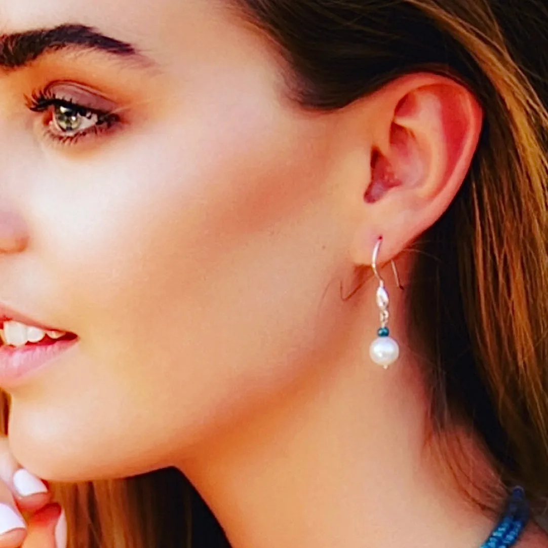 Sea Dreams Pearl Earrings Apatite