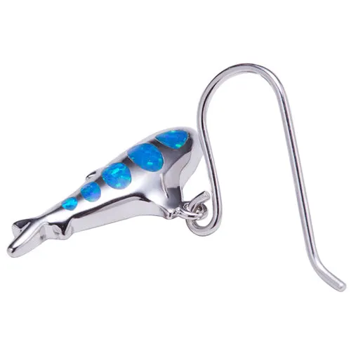 Shark Sterling Silver Earring Hook Style Opal Inlay