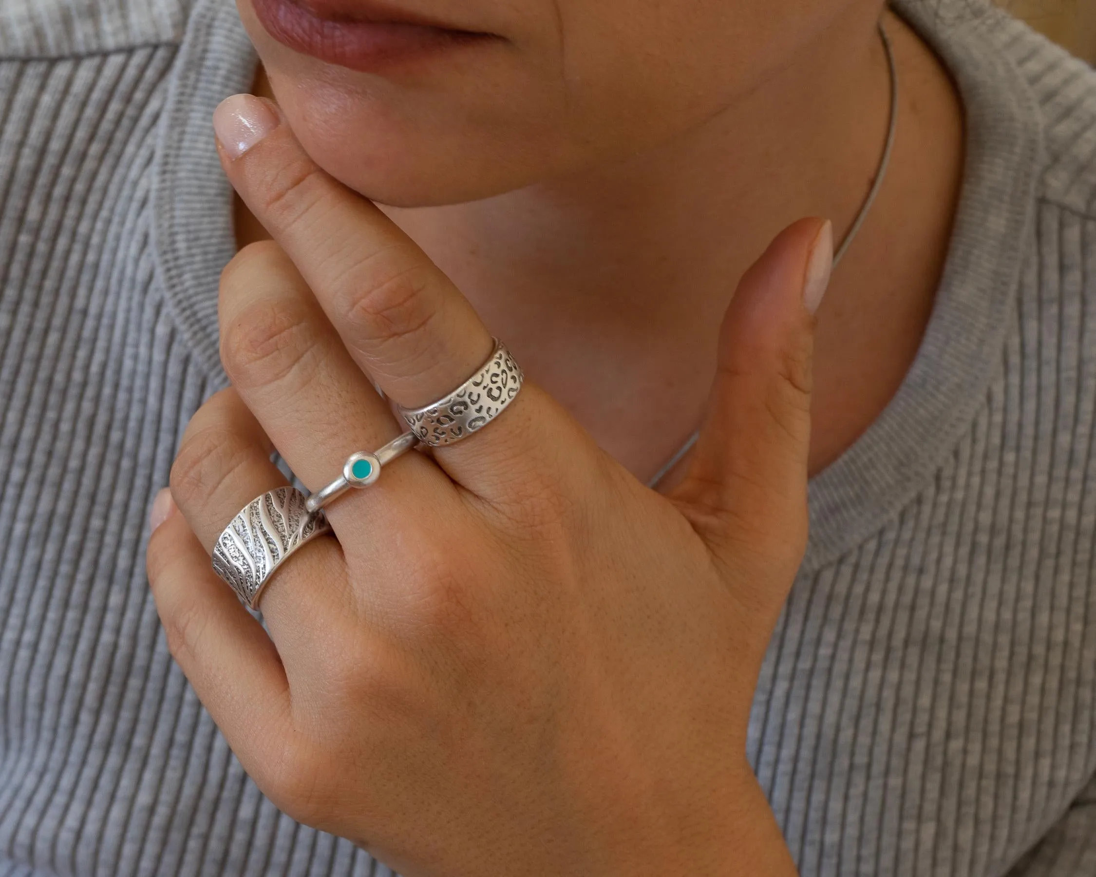 Silver Animal Print Pattern Ring