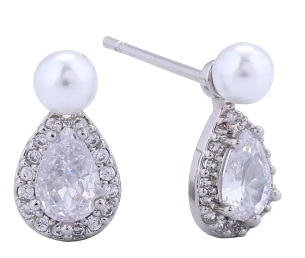 SJE311107 14K Dipped Pearl Drop Cut Post Earrings