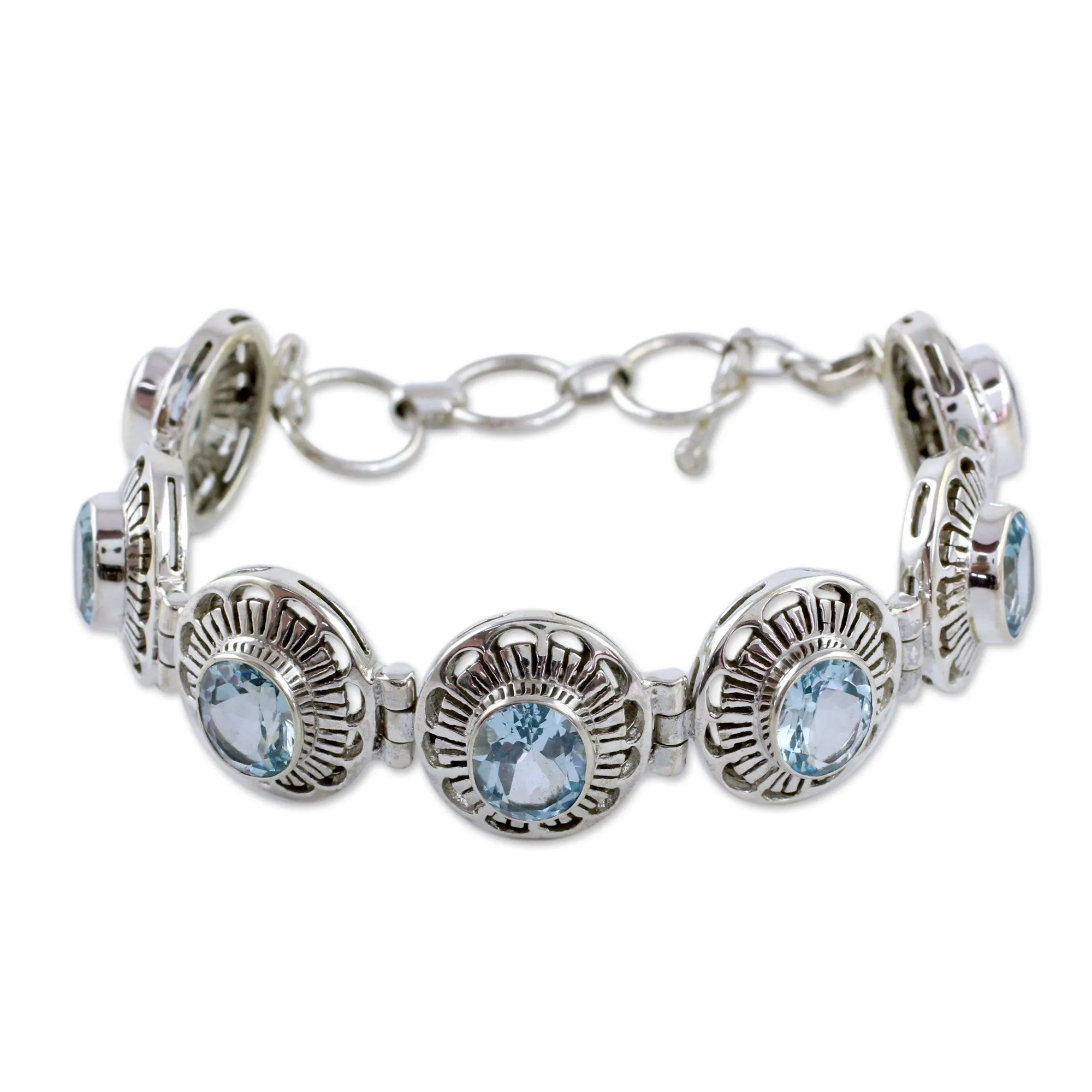 Sky Blossoms Blue Topaz Link Bracelet