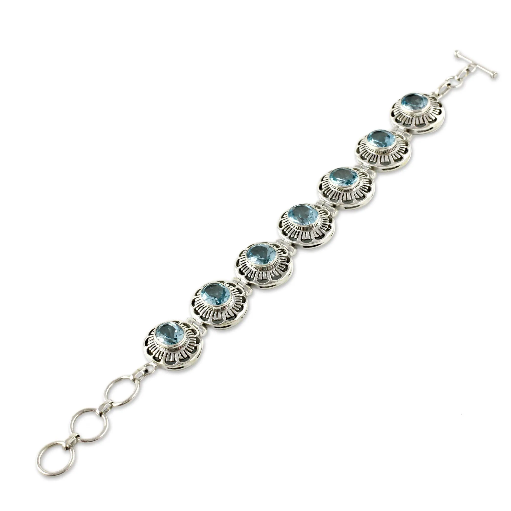 Sky Blossoms Blue Topaz Link Bracelet