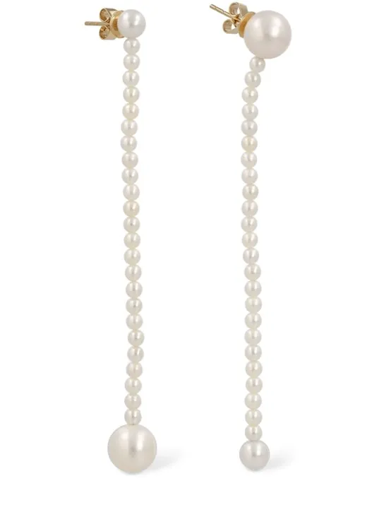 Sophie Bille Brahe   Corinne Grande 14k gold &amp; pearl earrings 