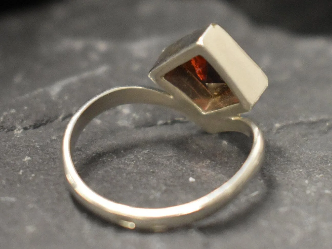 Square Garnet Ring - Natural Garnet Ring - Red Solitaire Ring