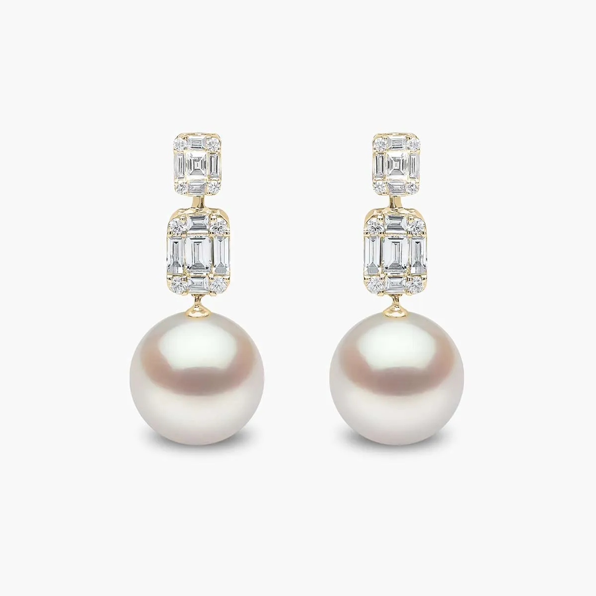 Starlight 18K Gold Pearl and Diamond Drop Lunar Earrings