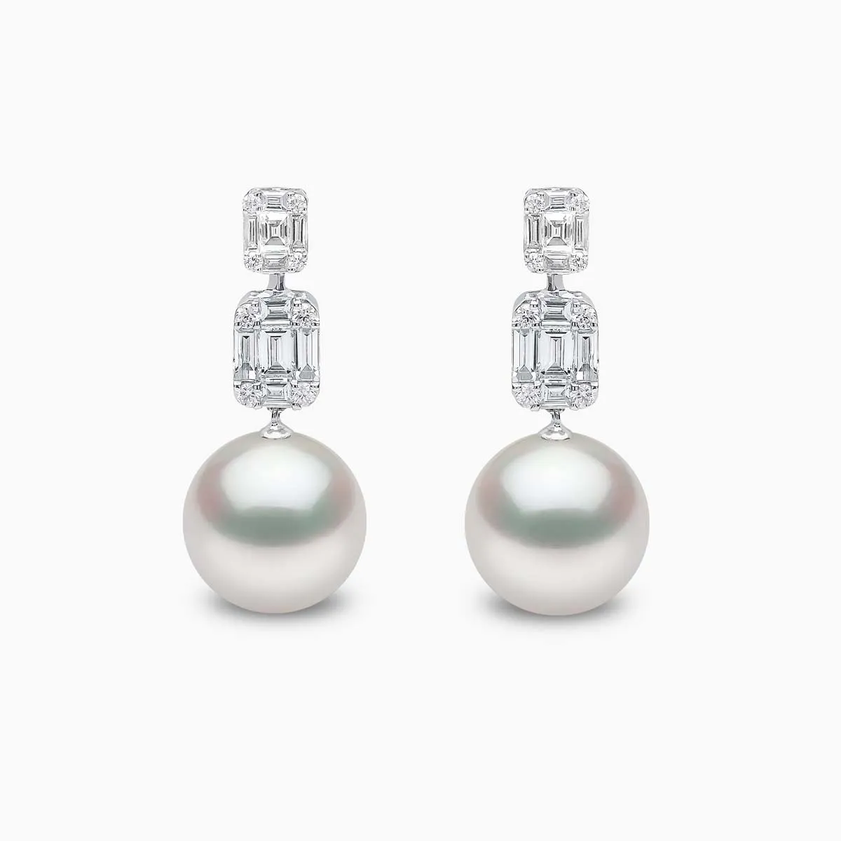 Starlight 18K Gold Pearl and Diamond Drop Lunar Earrings