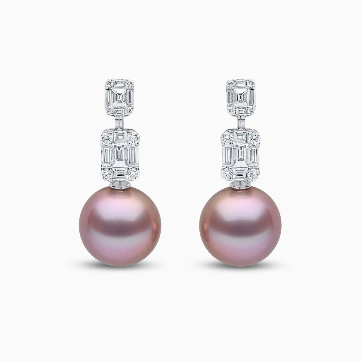 Starlight 18K Gold Pearl and Diamond Drop Lunar Earrings