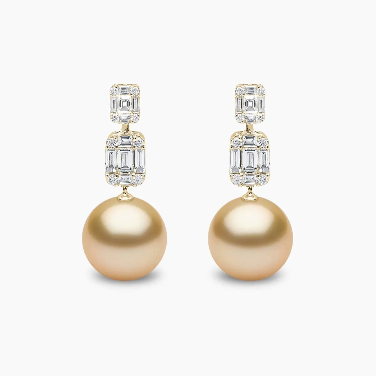 Starlight 18K Gold Pearl and Diamond Drop Lunar Earrings
