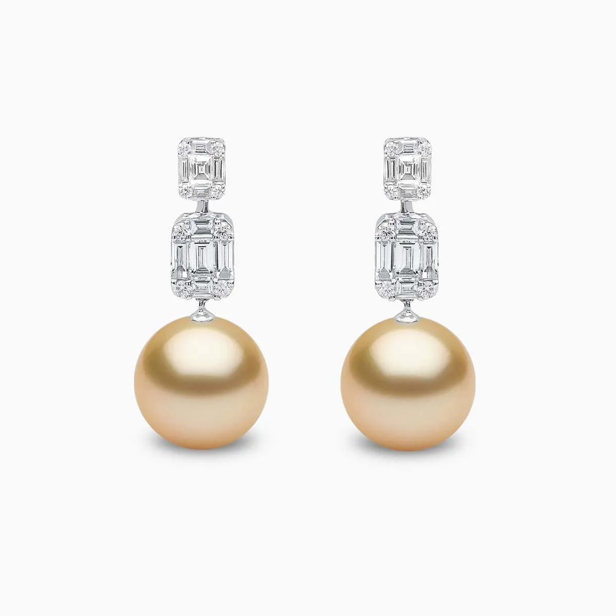 Starlight 18K Gold Pearl and Diamond Drop Lunar Earrings