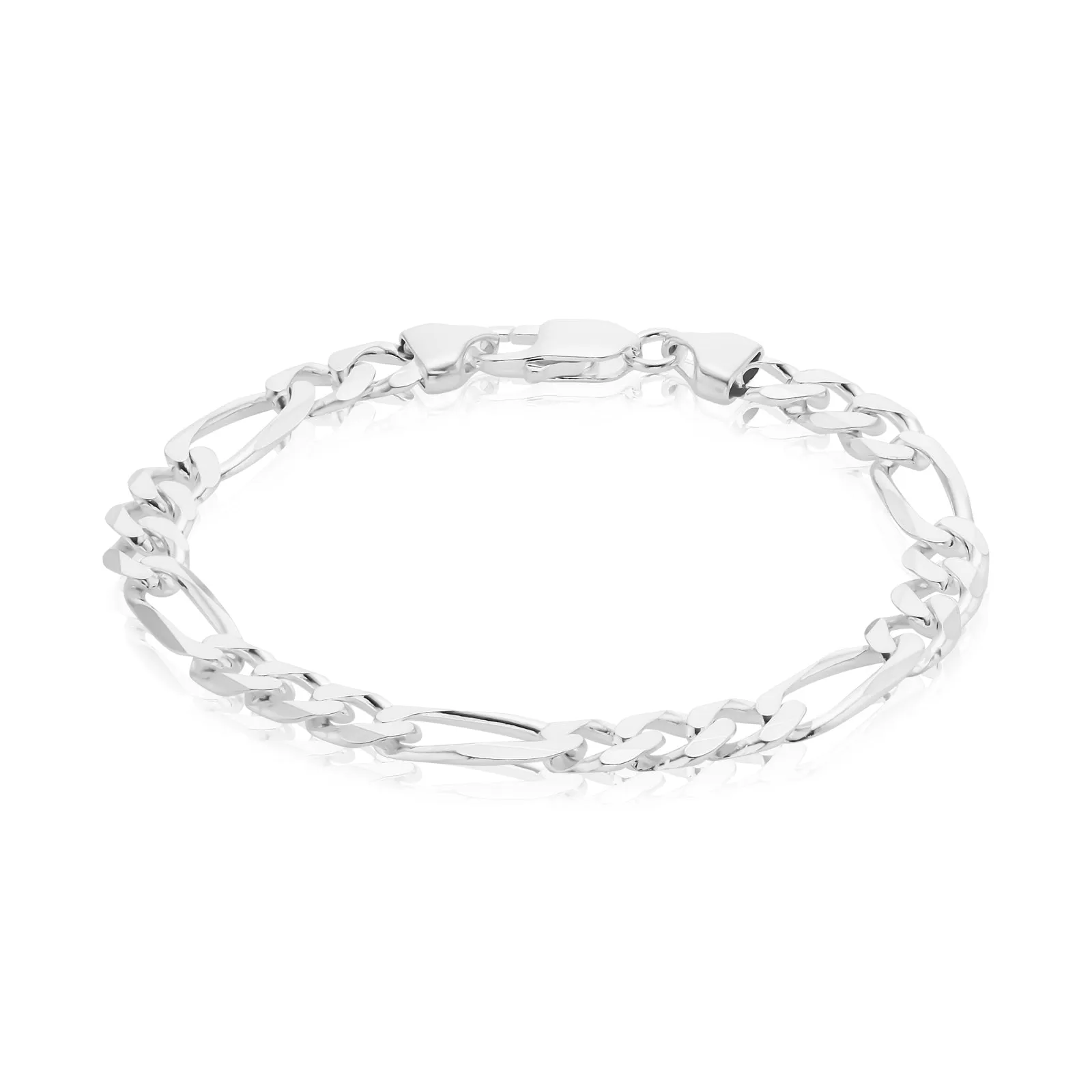 Sterling Silver 21cm 1:3 Figaro 200 Gauge Bracelet