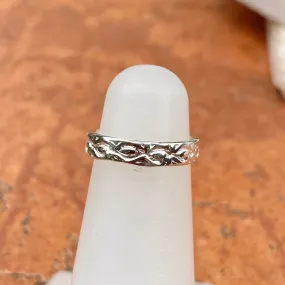 Sterling Silver Textured Design Band Toe Ring