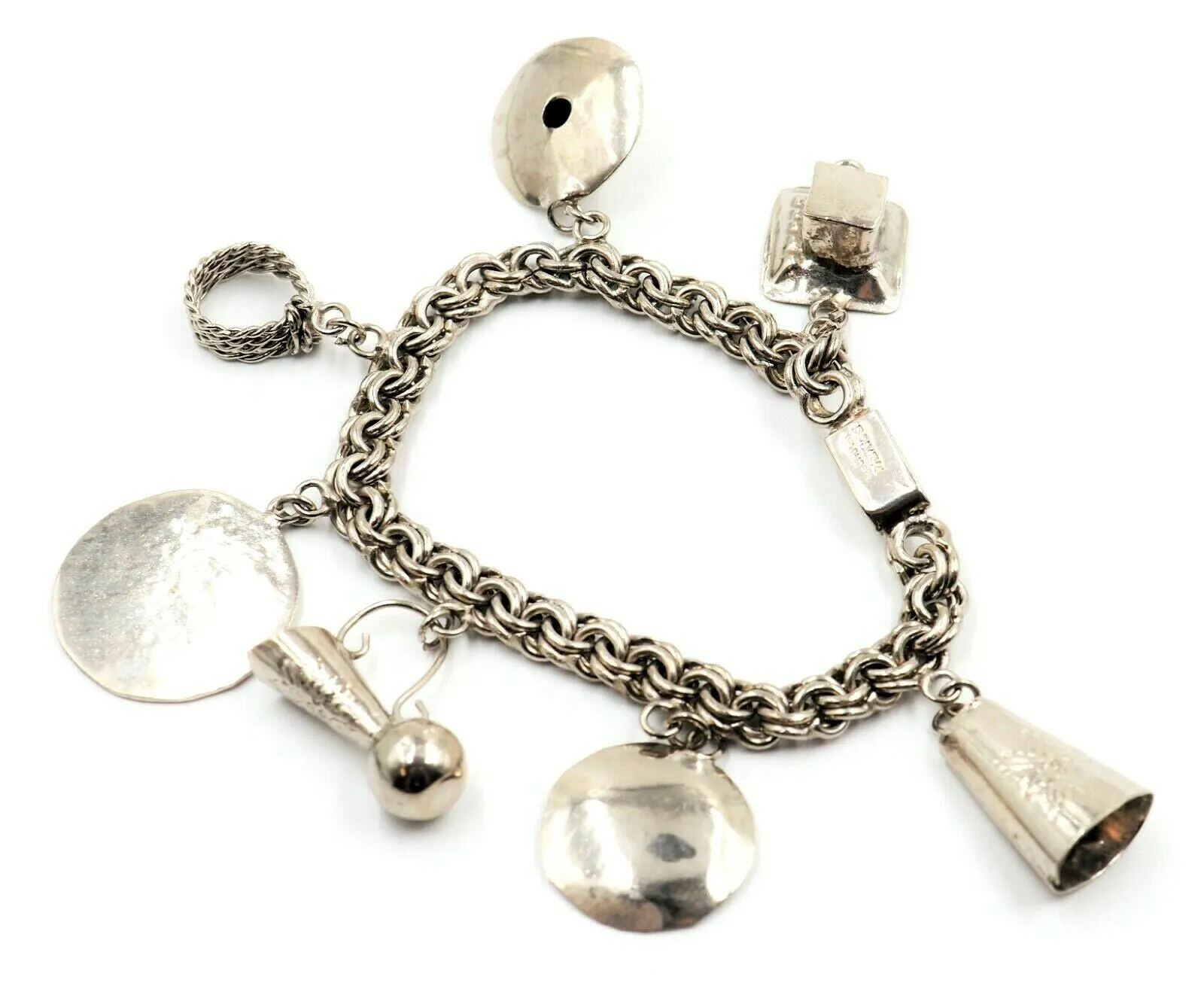 Sterling Silver Traditional Style Charm Bracelet with 7 Charms