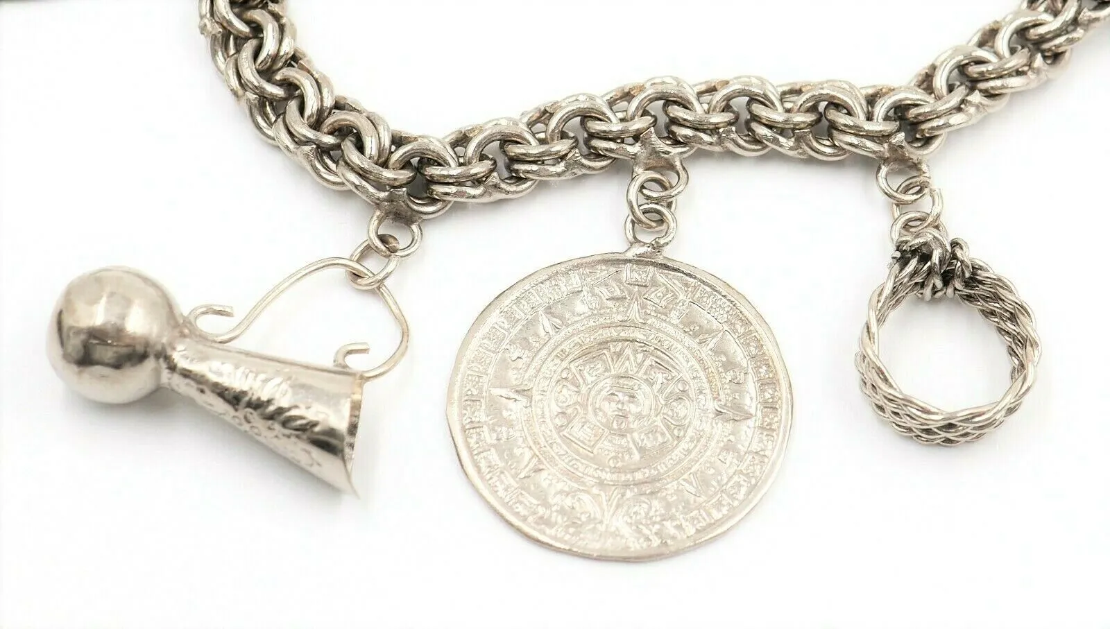 Sterling Silver Traditional Style Charm Bracelet with 7 Charms