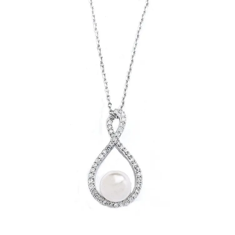 Taryn Crystal & Pearl Necklace - Available in Silver & Rose Gold