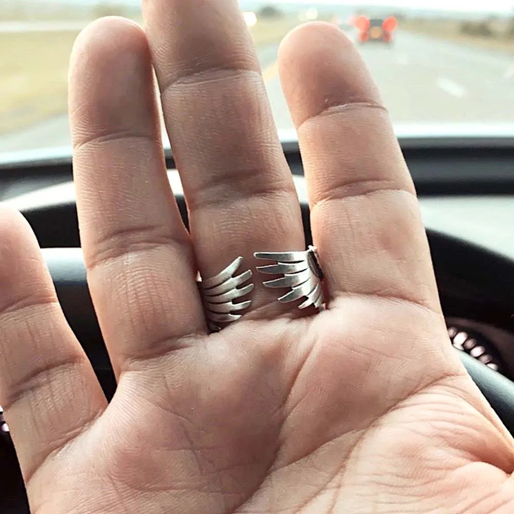 Thunderbird Turquoise Silver Ring Eagle Wings Natural Stone Adjustable Southwestern Native Finger Cuff Great For Stacking Rings!