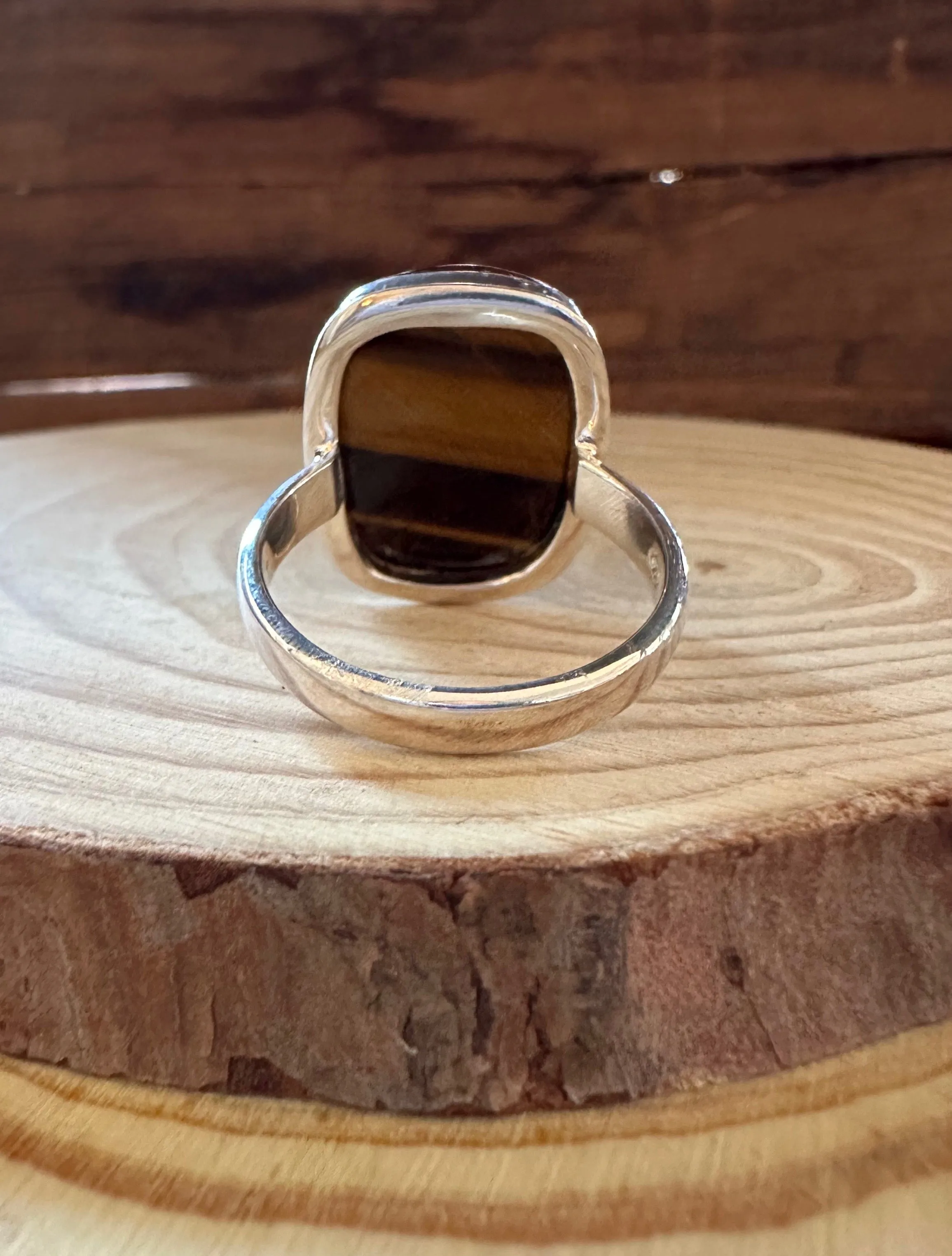 TIGER'S EYE and Silver Ring • Size 10