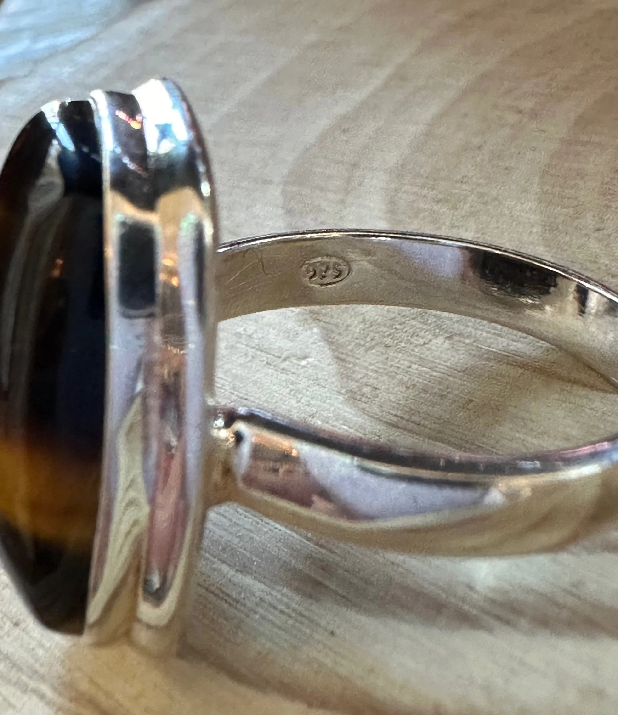 TIGER'S EYE and Silver Ring • Size 10