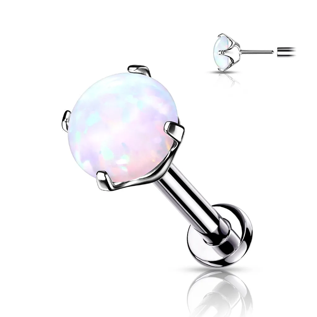 Titanium Claw Opal Threadless Body Jewellery. Labret, Monroe, Tragus and Cartilage Earrings.