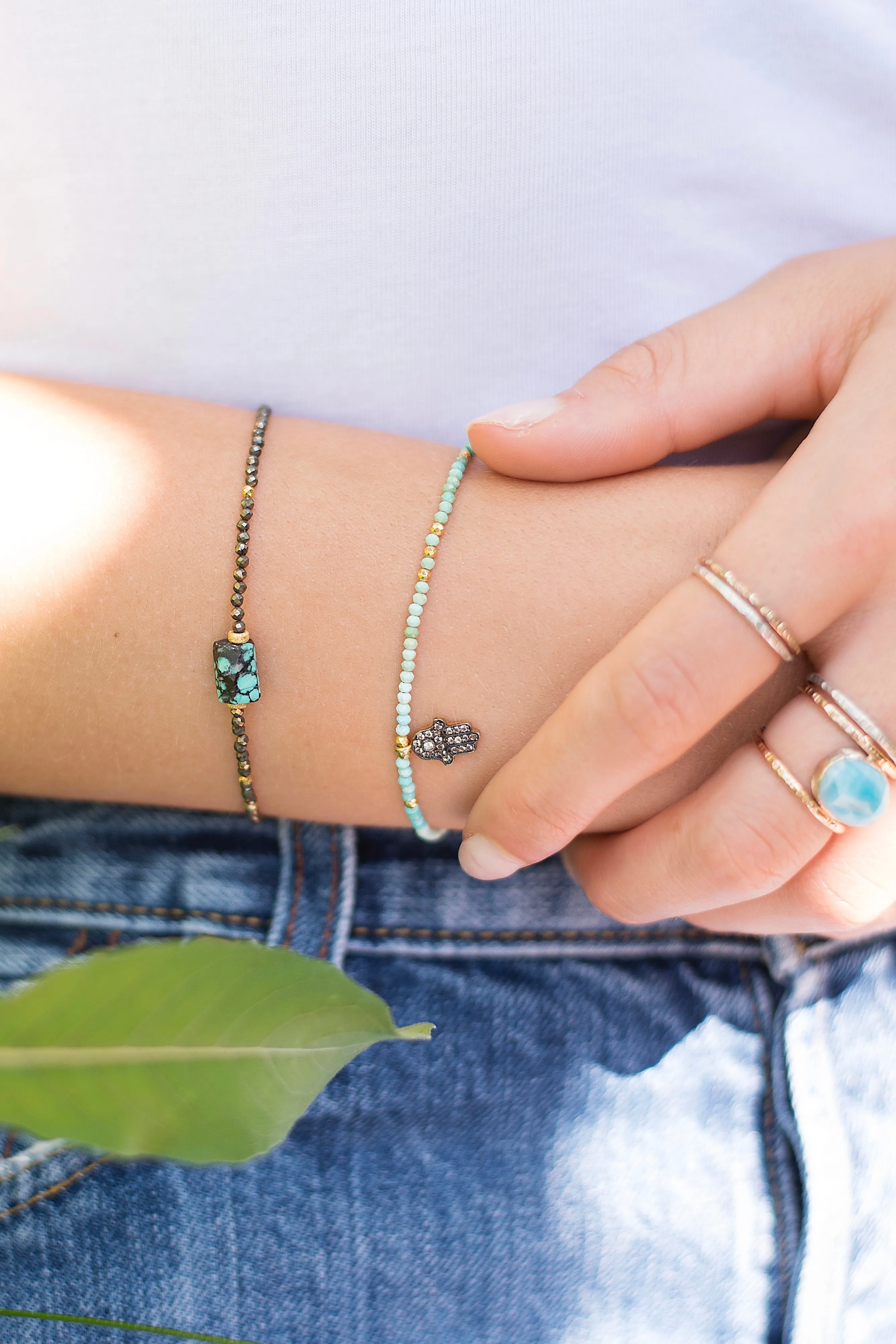 Turquoise Hamsa Pavé Bracelet
