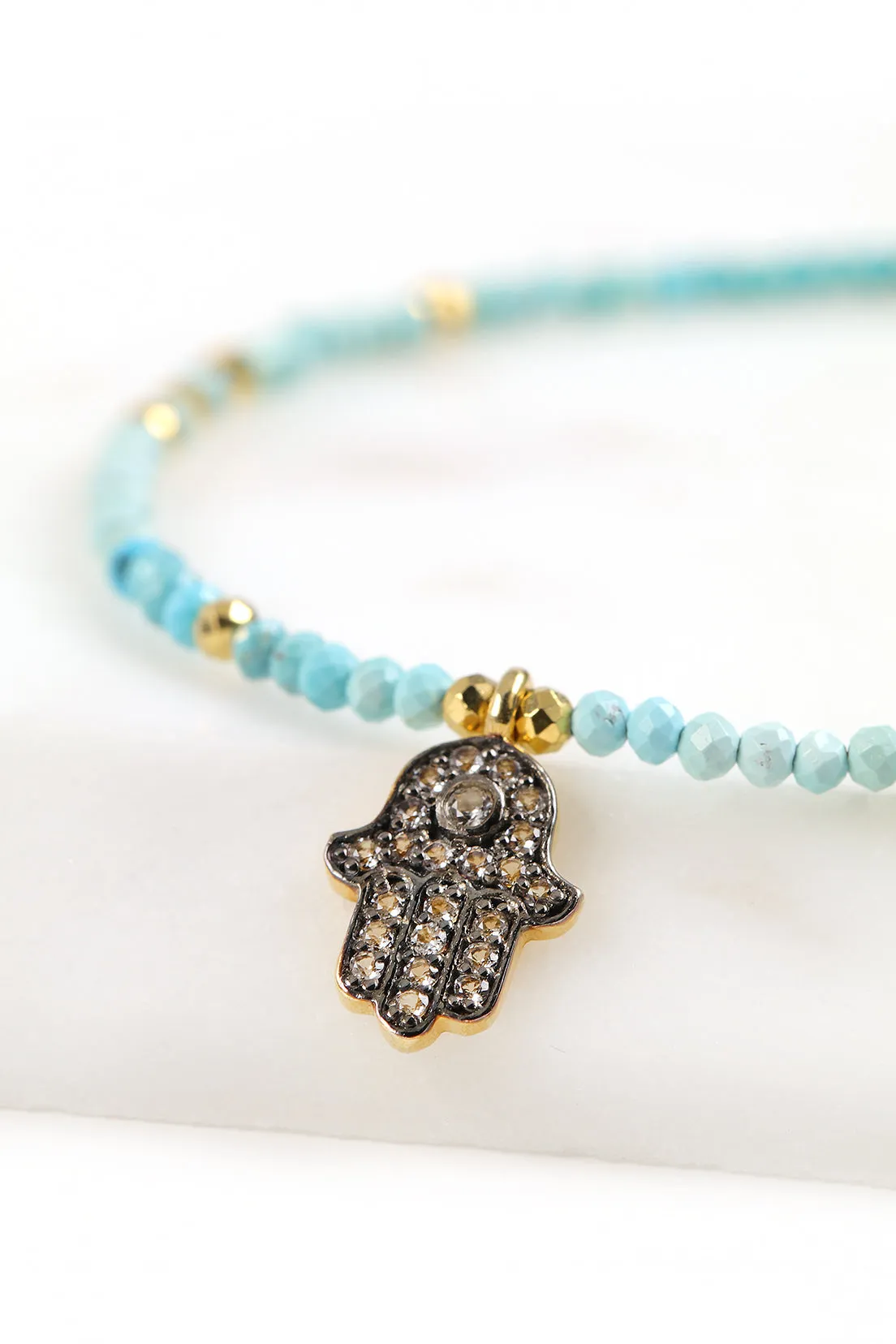 Turquoise Hamsa Pavé Bracelet